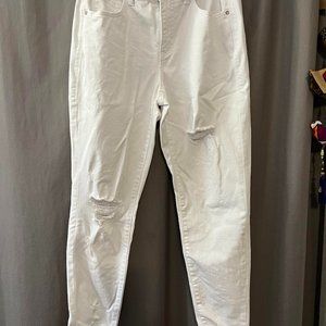 LuLaRoe White lightly-distressed denim